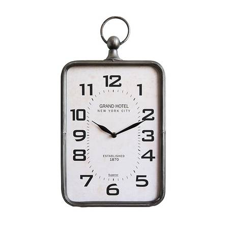 Rectangle metal hanging wall clock with handle 1