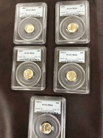 COINS PCGS GRADED ROOSEVELT DIMES 1
