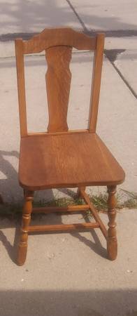 Vintage Wooden Chair Kitchen Dining Sturdy Red Oak 1