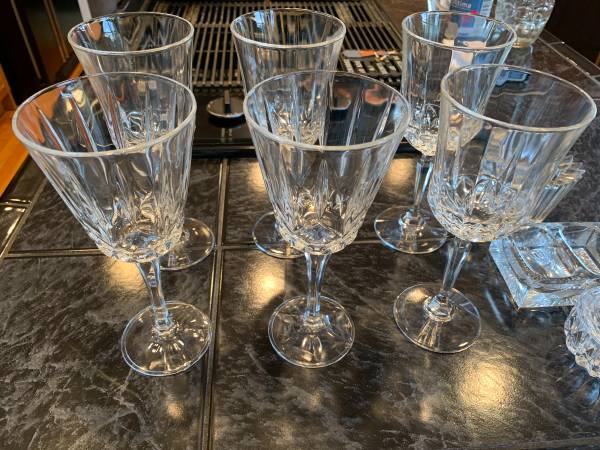 Vintage 1980 Lead Crystal Wine & Water Glasses/Goblets 1
