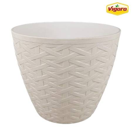 5, 13-in medium beige, woven texture resin planters. $8 each 1