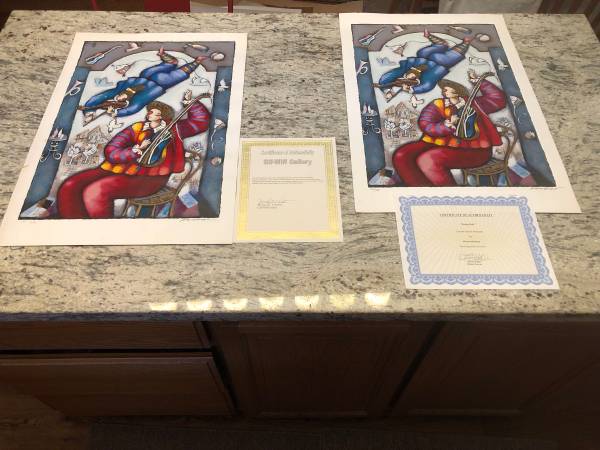 Michael Kachan Serigraph on Paper:"String Duet" $50 For The Set 1