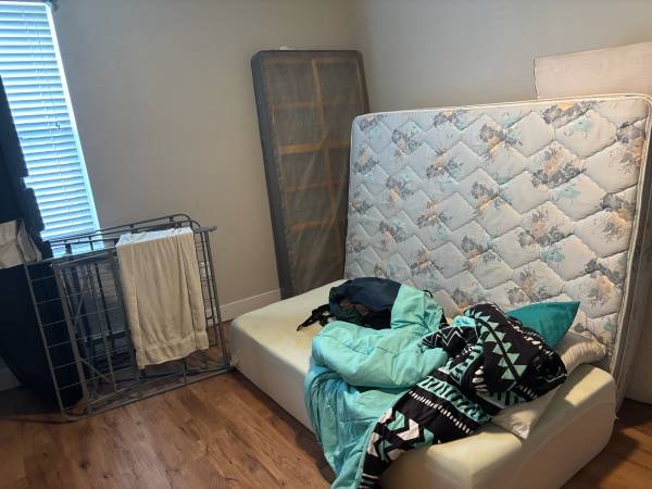 2 Queen Mattress, Twin Mattress, 2 twin metal bed frames 1