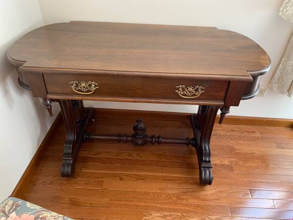 Antique Solid Walnut Desk with Drawer 47" x 25" 1