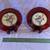 Antique decor red glass "plates " with flower prints 1 thumbnail