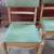 PAIR VINTAGE KITCHEN CHAIRS w/ ORIGINAL GREEN TEXTURED UPHOLSTERY 2 thumbnail