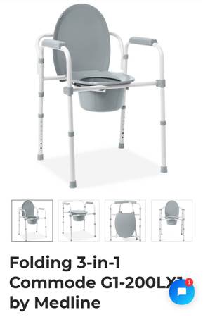 (2) Medline Guardian Folding Steel Commode Elongated 1