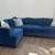 BSC At Home Down filled navy velvet sectional sofa  with nailhead trim 1 thumbnail