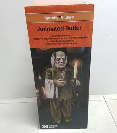 NEW Spooky Village Animated Butler Halloween  Sound Activated 36" Tall 1