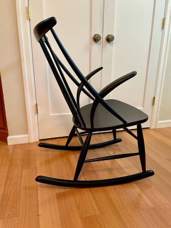 Mid Century Black IW 3 Rocking Chair by Illum Wikkelsø 1