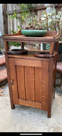 Stickley Era Antique Mission Oak Liquor Cabinet 1