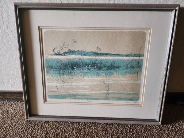 Rare! Harvey Kidder Etching "Marsh" Framed & Signed marked 31/90. 1