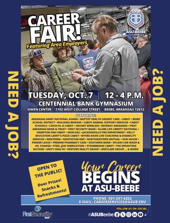 Public career fair @ ASU-Beebe on 10/7! 1