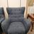 Pair of Blue MCM Style Wingback Chairs 5 thumbnail