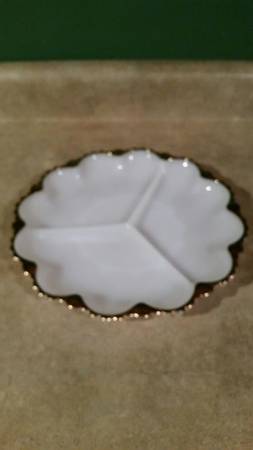 Vintage Milk Glass Divided Serving Tray 1