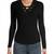 No Boundaries Juniors' Ribbed Lace Up Long Sleeve Sweater 1 thumbnail