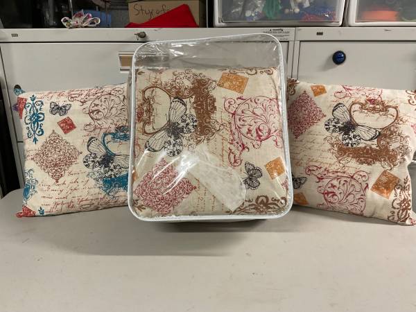 Butterfly Print Pillows & Table Topper 1