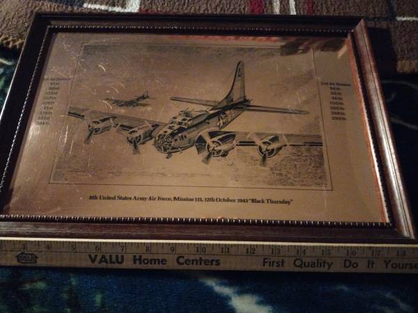 Copper etching WW ll B-17 Bombers on Black Thursday 1