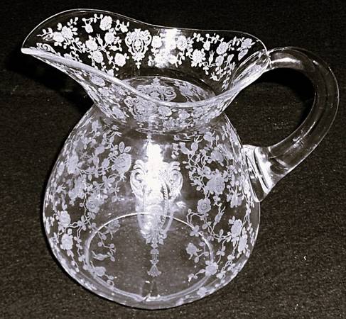 Doulton Cambridge Rose Point Etched Depression Pitcher - 76oz 1