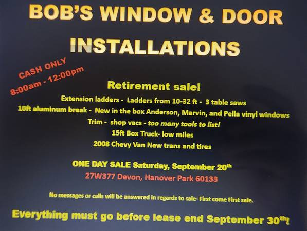 Retirement Sale everything must go 1
