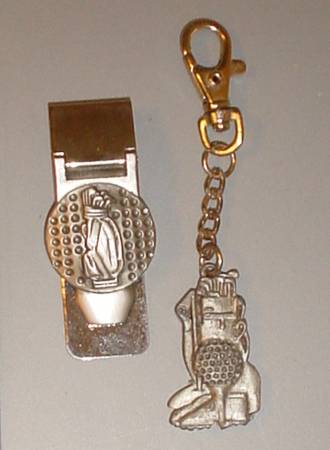 Pewter Golf Money Clip & Key-Chain  Good Quality - Nice Condition 1