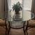 Glass top round table and 4 chairs mosaic slate inlay 2 thumbnail