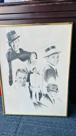Signed GLENN FORTUNE BANSE (1948-2018) FRANK SINATRA PORTRAIT 1975 20-3/8 X 26 1