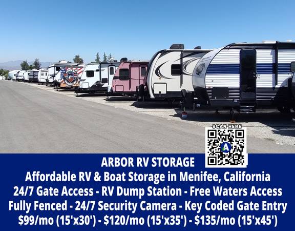 $99 $99 (espacio de 15'x30') Almacenamiento seguro para RV, botes y remolques (Homeland/Menifee)64028080954499120