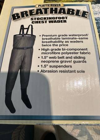 Stockingfoot Chest Waders Allen Gold Stream- brand new - Size LG 1