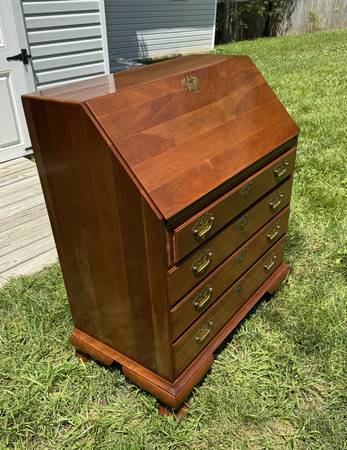 Vintage Solid Wild Cherry Slope-front Writing Desk w/ Four