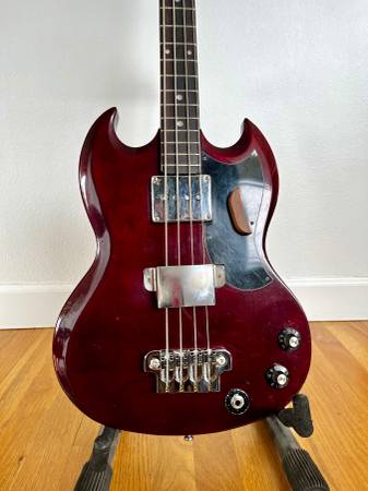 70s Greco SG EB-0 Cherry Short Scale Bass Hipshot bridge upgrade 1