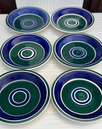 Set of 6 Vintage Serving Salad Plates by Gibson Blue Green White - $6 (San Diego-Ocean Beach)63471473055233120