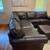 Leather sectional couch -2 piece plus ottoman - dark brown 4 thumbnail