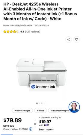 Hp Deskjet 4255e 3 in 1 Wireless 🛜 🖨 New IN Open Box 1