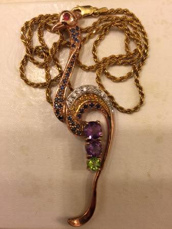 OSTRICH PENDANT With Precious And Semi Precious Stones 1