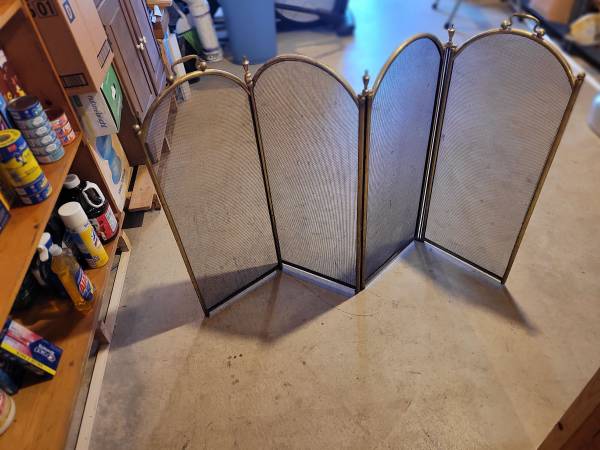Brass Folding Fireplace Screen 1