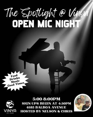 Open Mic at Vinya - Sunday November 16th at 5pm (Clairemont Mesa)64217852263681120