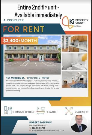 $2,400 / 2400ft2 - COMMERCIAL SPACE - 2nd Floor Branford Office w/Parking (Branford)64010331800193120