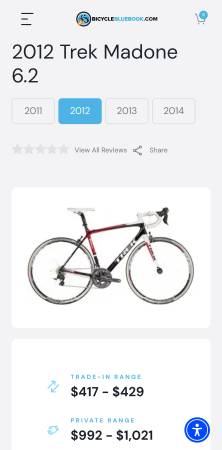 Trek Madone 6.2 Project One personalizada de 60 cm, cuadro de fibra de carbono - $999 (bernal heights)63471459430915121