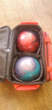 Two bowling balls with bag 1