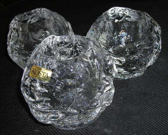 KOSTA BODA Snowglobe candle votives / holders  -- 3 available 1