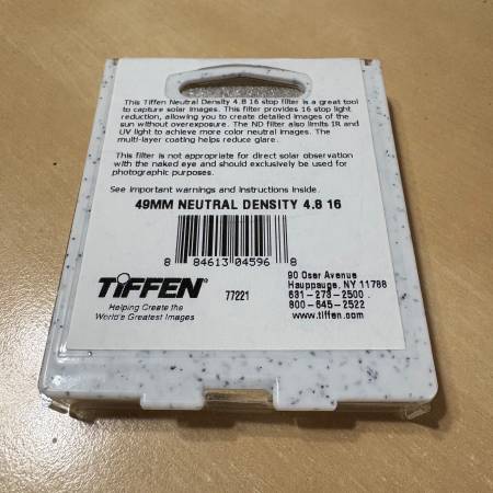 Tiffen ND Neutral Density Filter • 49mm 16-Stop - $20 (Boston)63443177638915122