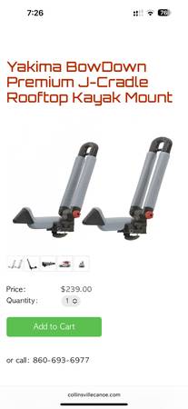 Yakima BowDown Premium J-Cradle Rooftop Kayak Mount 1