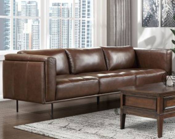 Soren brown leather sofa 1
