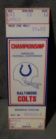 1971 Baltimore Colts Playoff Game Ticket @ Memorial Stadium 1