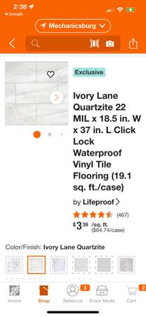 WANTED Lifeproof Ivory Lane Quartzite 22 MIL x 18.5 in. W x 37 in. L Click Lock  1