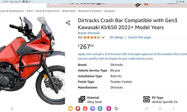 Kawasaki KLR 650 2022 to 2025 Crush Bars - $100 (Anacortes)634358746789151222
