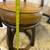 Mid Century Rattan Bamboo Leather Swiveling Stools and Walnut Table 9 thumbnail