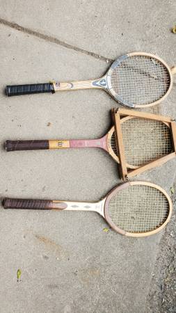 3 classic wooden tennis rackets 1
