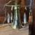 Vintage brass and beveled smoked glass chandelier 5 thumbnail